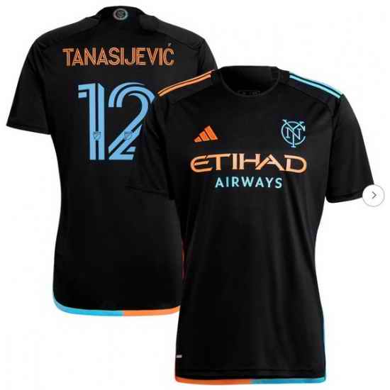 Men's New York City FC Strahinja Tanasijevic adidas Black 2024 24 7 Kit Replica Player Jersey